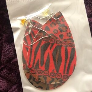 Red and Black Animal Print Earrings